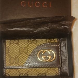 GUCCI coated canvas key case